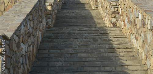 The stone staircase leading up is entirely made of stone