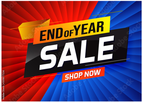 End of year Sale word concept vector illustration with lines and 3d style, landing page, template, ui, web, mobile app, poster, banner, flyer, background, gift card, coupon, label, wallpaper