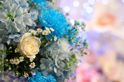 beautiful flower bouquet decor in wedding ceremony