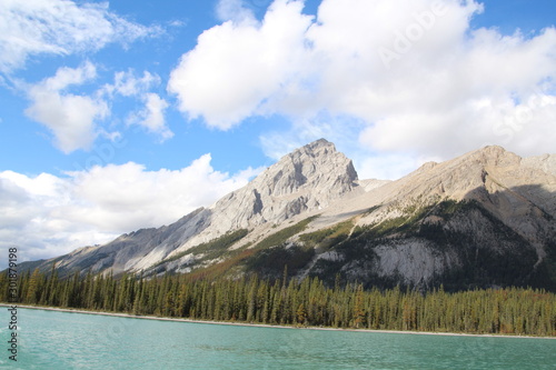 Mountains On Maligne Lake, Jasper National Park, Alberta