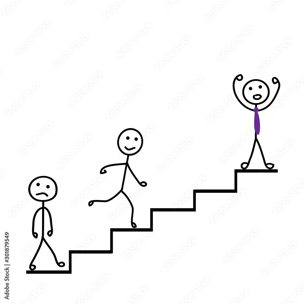 illustration, male businessman in different poses up the ladder of success illustration, male businessman in different poses up the ladder of success