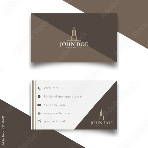 lean Business Card Template, brown colors, vector eps 10