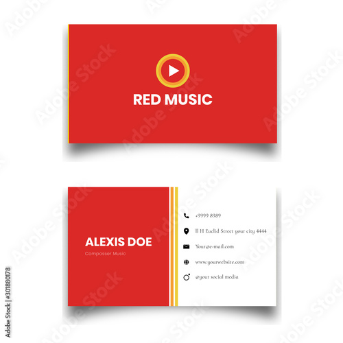 Business Card  red orange minimalist vector illustration
