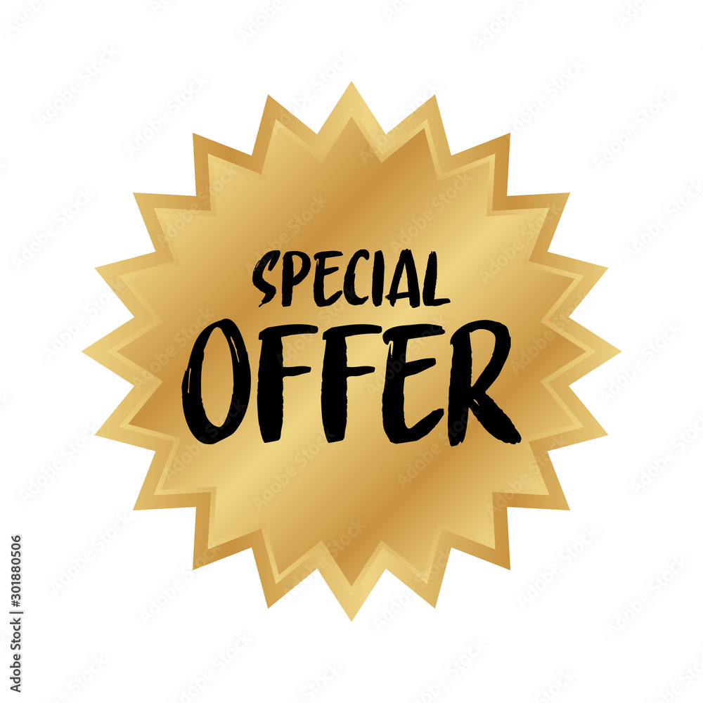 Special offer gold badge, Discount advertisement banner. Special offer gold badge, Discount advertisement banner.