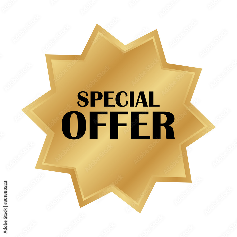 Special offer gold badge, Discount advertisement banner. Special offer gold badge, Discount advertisement banner.