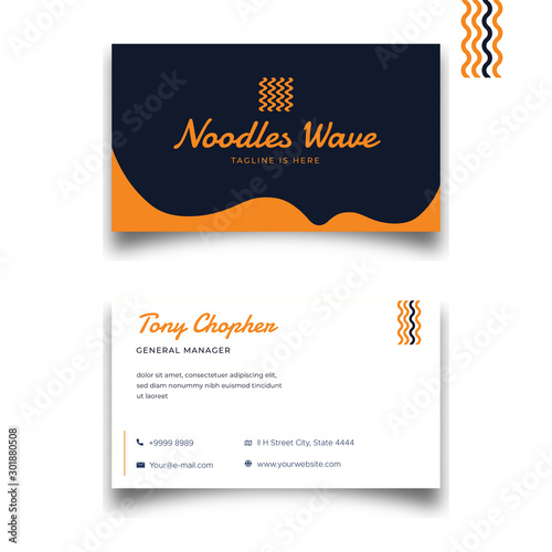 Simple minimalist orange white Business card template