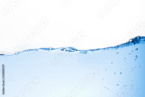 Blue water waves and bubbles to clean. Clean water concept.