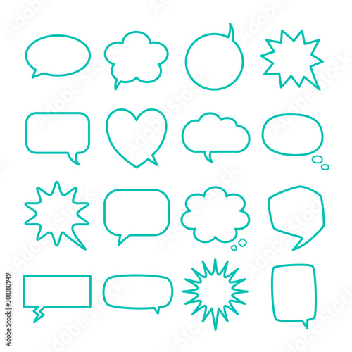 Blank empty speech bubbles for infographics isolated on white background.	