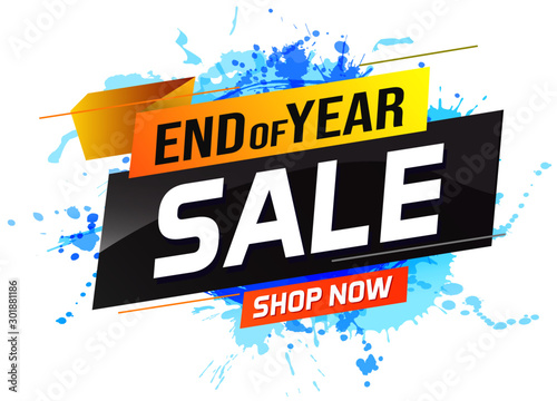 End of year Sale word concept vector illustration with lines and 3d style, landing page, template, ui, web, mobile app, poster, banner, flyer, background, gift card, coupon, label, wallpaper