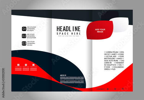 Brochure mock up design template for business, education, advertisement. Trifold booklet editable printable vector illustration