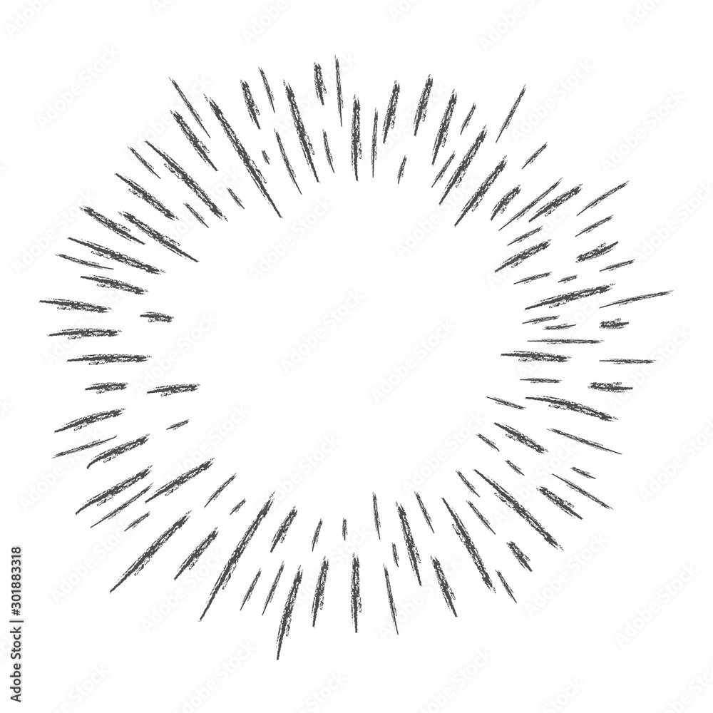 Fototapeta premium Starburst doodle background. Sun burst hand drawn graphic element.