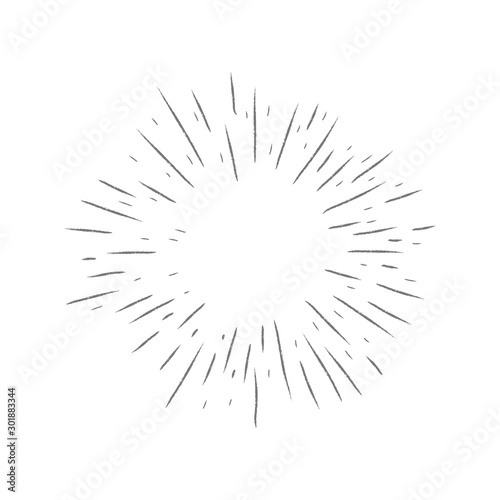 Starburst doodle background. Sun burst hand drawn graphic element.