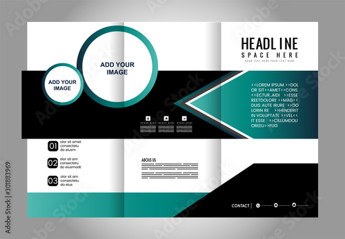 Business Theme Tri-fold Brochure Design and Catalog Vector Concept Template