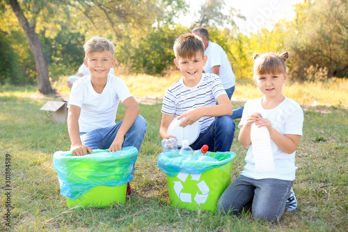 Children gathering garbage ...