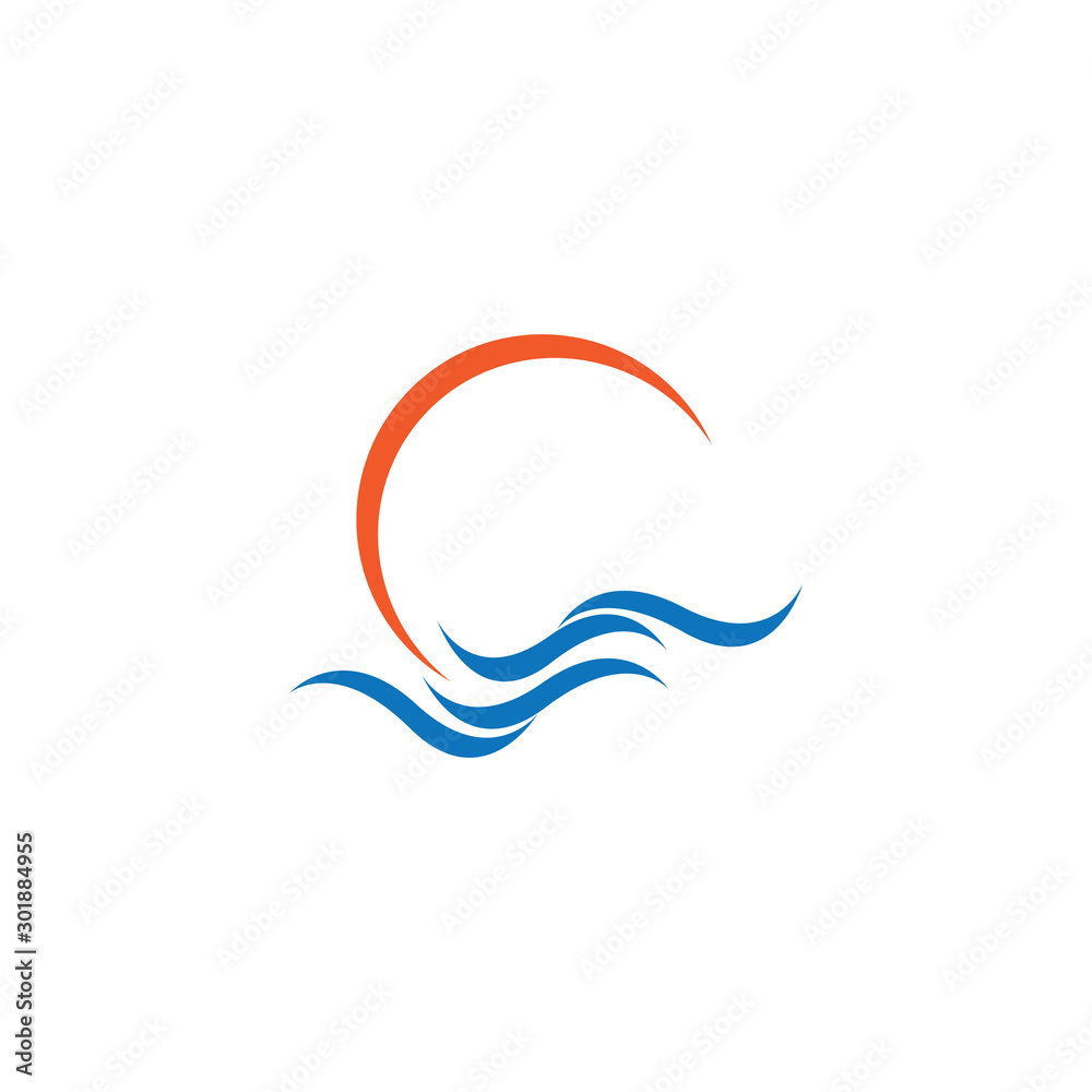 Naklejka premium Water Wave symbol and icon Logo Template vector