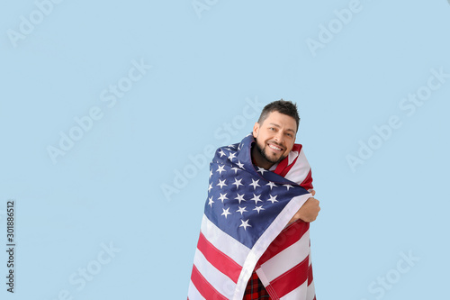 Handsome man with USA flag ...