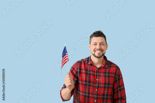 Handsome man with USA flag ...
