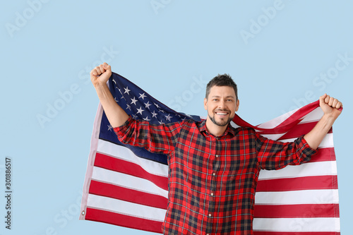 Handsome man with USA flag ...