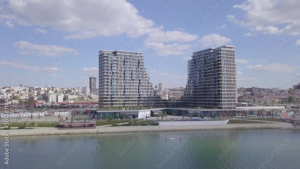 Fantastic opening shot of Belgrade Waterfront on Sava river Fantastic opening shot of Belgrade Waterfront on Sava river