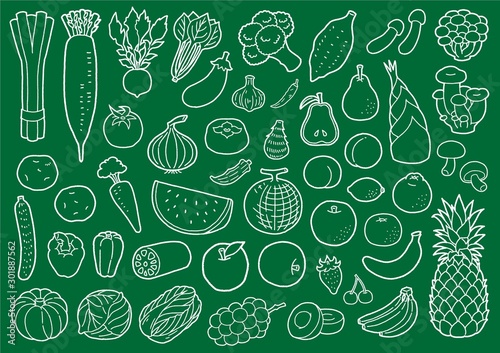 チョークアート風野菜&果物