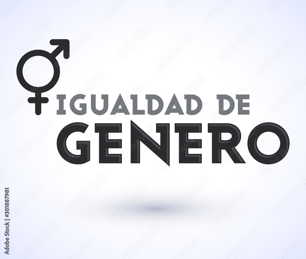 Igualdad de Genero, Gender Equality Spanish text, vector emblem design. Igualdad de Genero, Gender Equality Spanish text, vector emblem design.