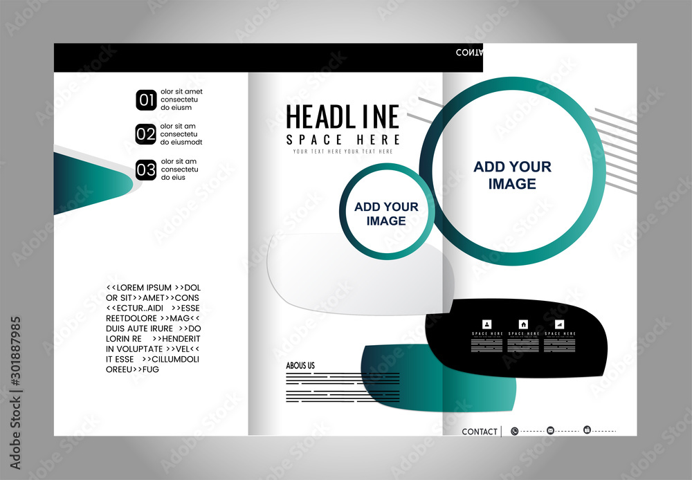 Template design trifold brochure with polygons, polygonal sphere. Editable and light vector with places for photos. Proportionally A4 Template design trifold brochure with polygons, polygonal sphere. Editable and light vector with places for photos. Proportionally A4