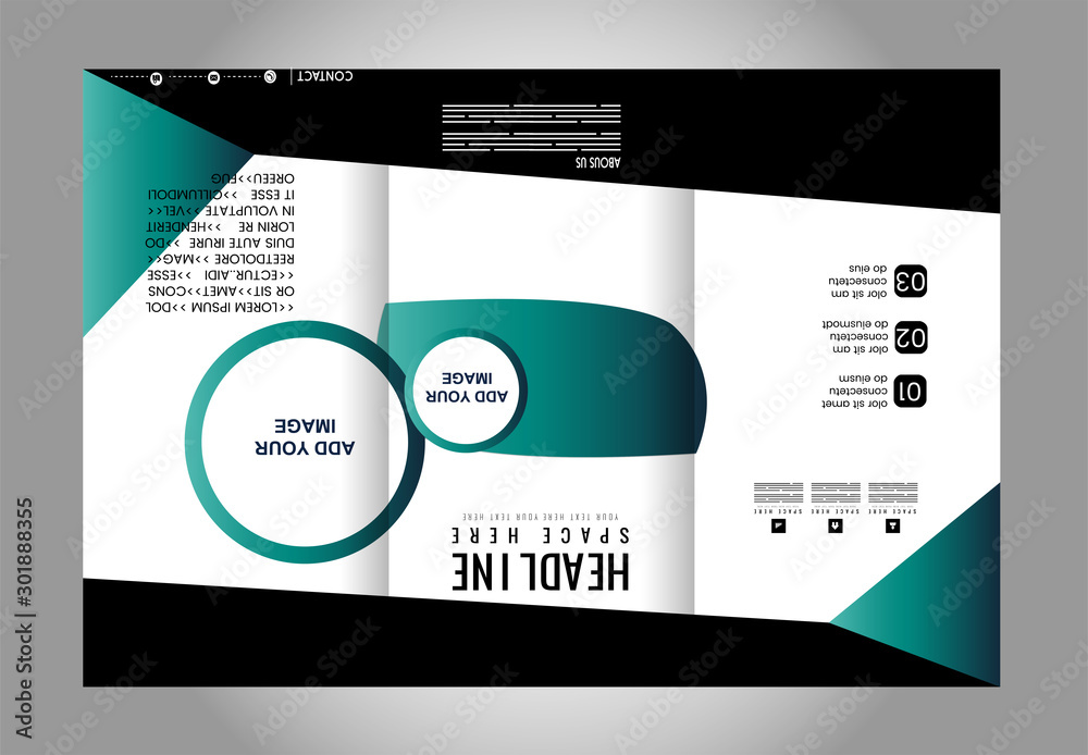 Business Theme Tri-fold Brochure Design and Catalog Vector Concept Template