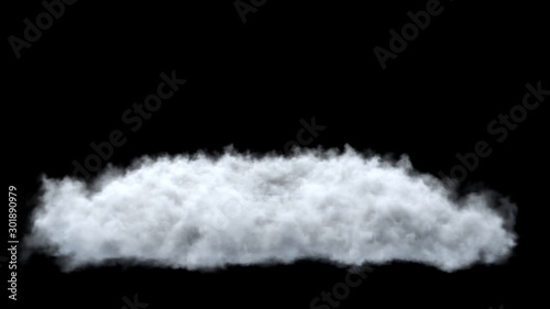 White smoke pollution isolated on black background, Look like a cloud. 3d renderings.