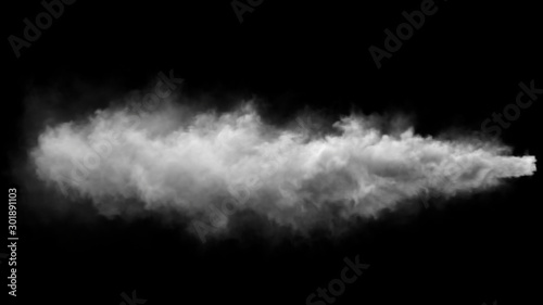 White smoke pollution isolated on black background. 3d renderings. © PT