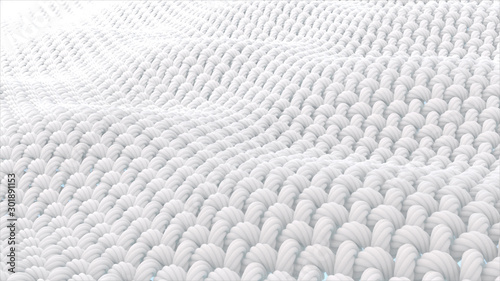 Close up fabric fiber in underwater. fiber with spiral surface. and the Surface is a waves. 3d rendering. photo