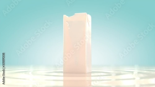 Ripple milk surface transform to box milk shape. milk transformation. with alpha matte.