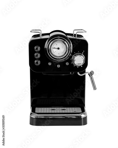 espresso coffee machine, isolated coffe maker on a white background