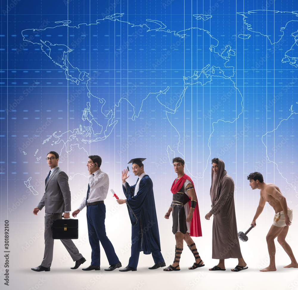 Progression of man mankind from ancient to modern