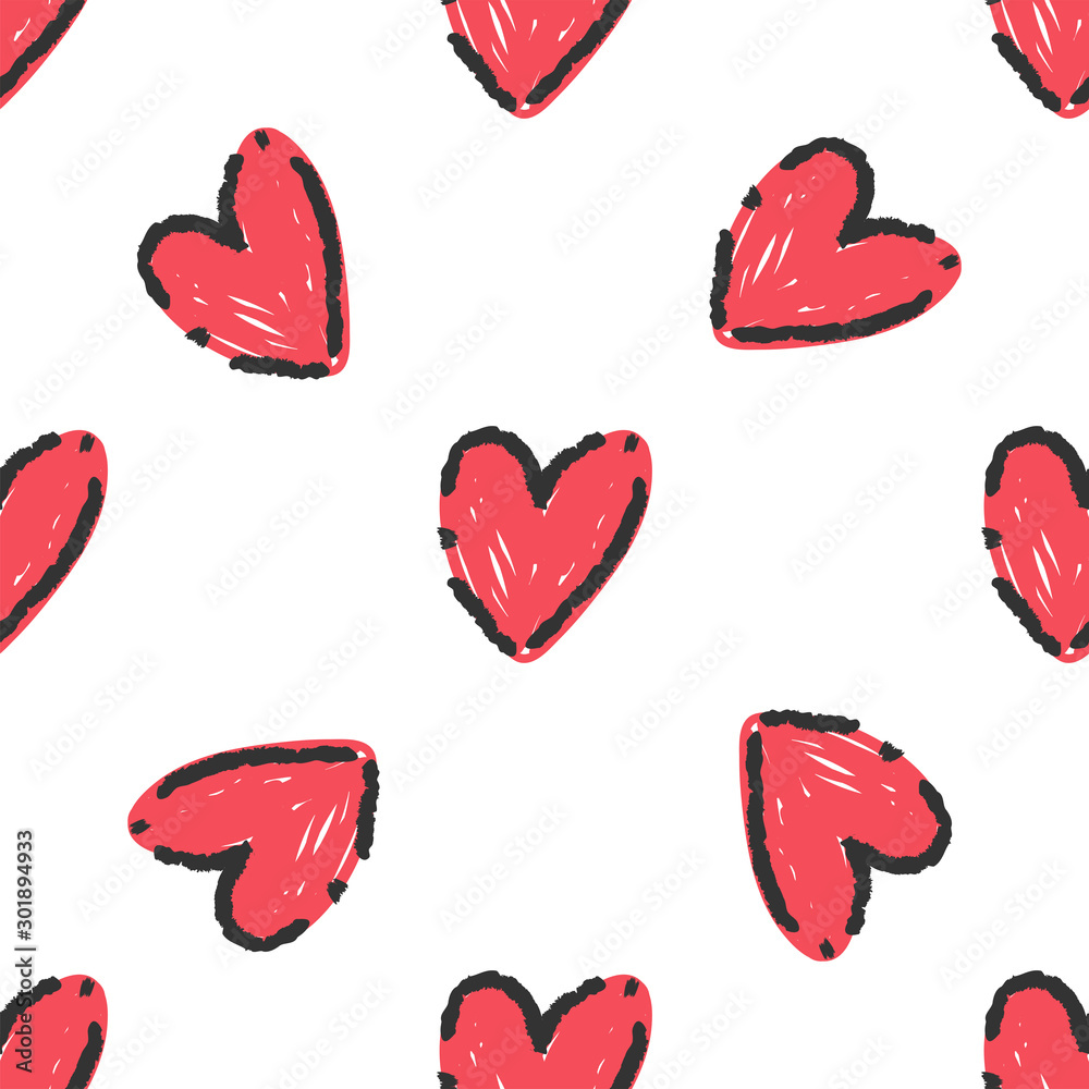 Heart doodles seamless pattern. Hand drawn love texture background. Heart doodles seamless pattern. Hand drawn love texture background.