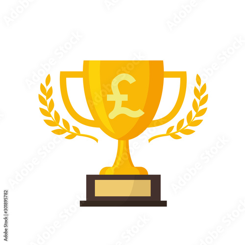Gold trophy with gold pound sign,vector illustration