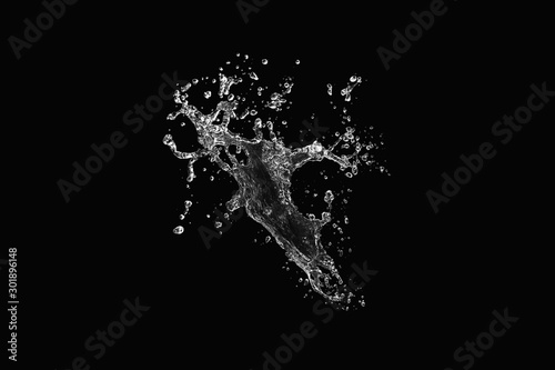 Water Splash Isolated on Black Background