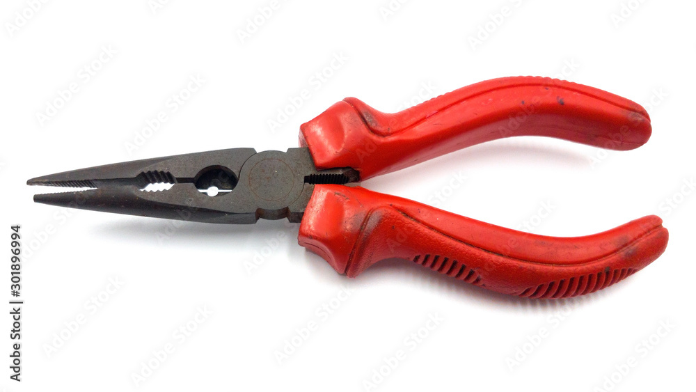 The needle nose pliers red handle are damaged. The needle nose pliers red handle are damaged.