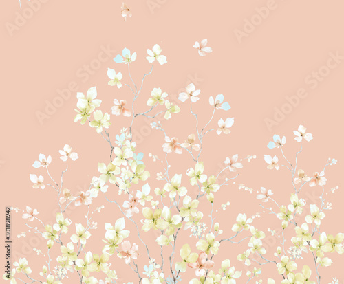 Flower,Watercolor flowers， suitable for wallpaper design