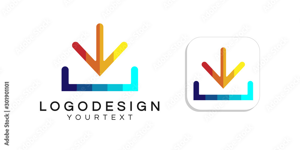 download button logo design. icon app smartphone color full download button logo design. icon app smartphone color full