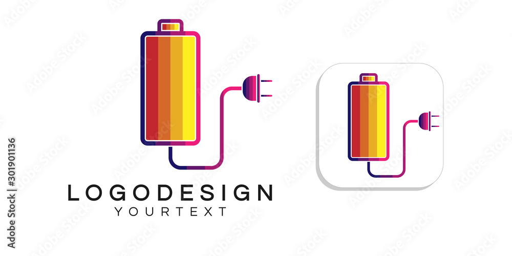 battery logo design. icon app smartphone color full