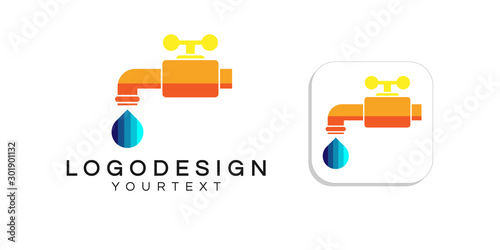 water faucet logo design. icon app smartphone color full