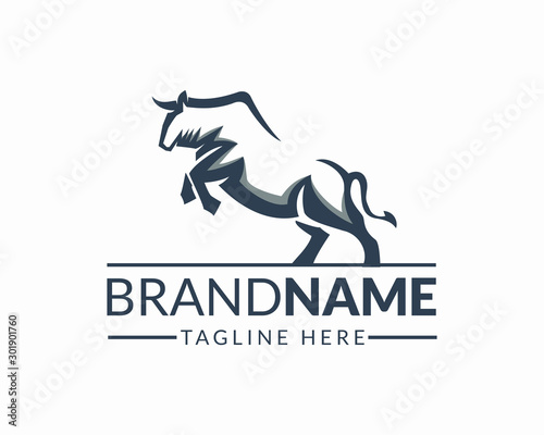 Awesome Standing Bull Logo Design Vector Template