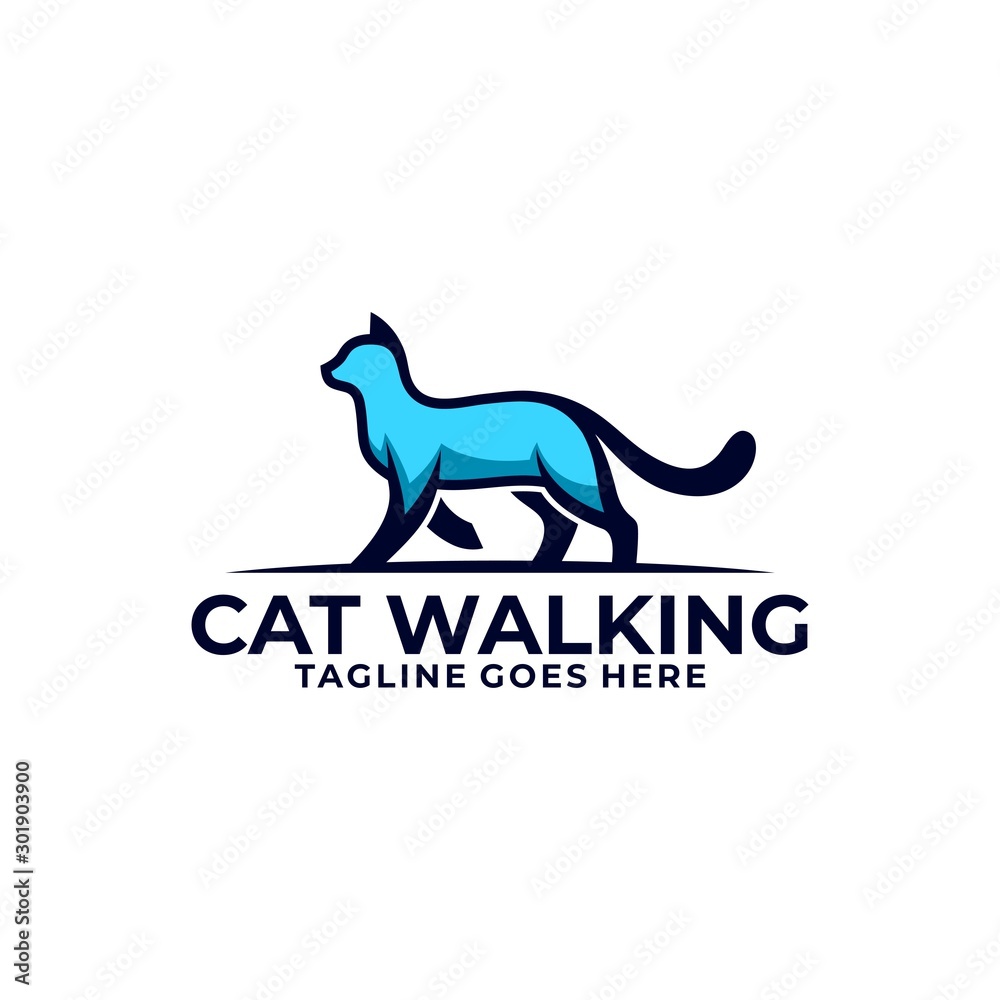 Cat Walking Design Concept illustration Vector Template