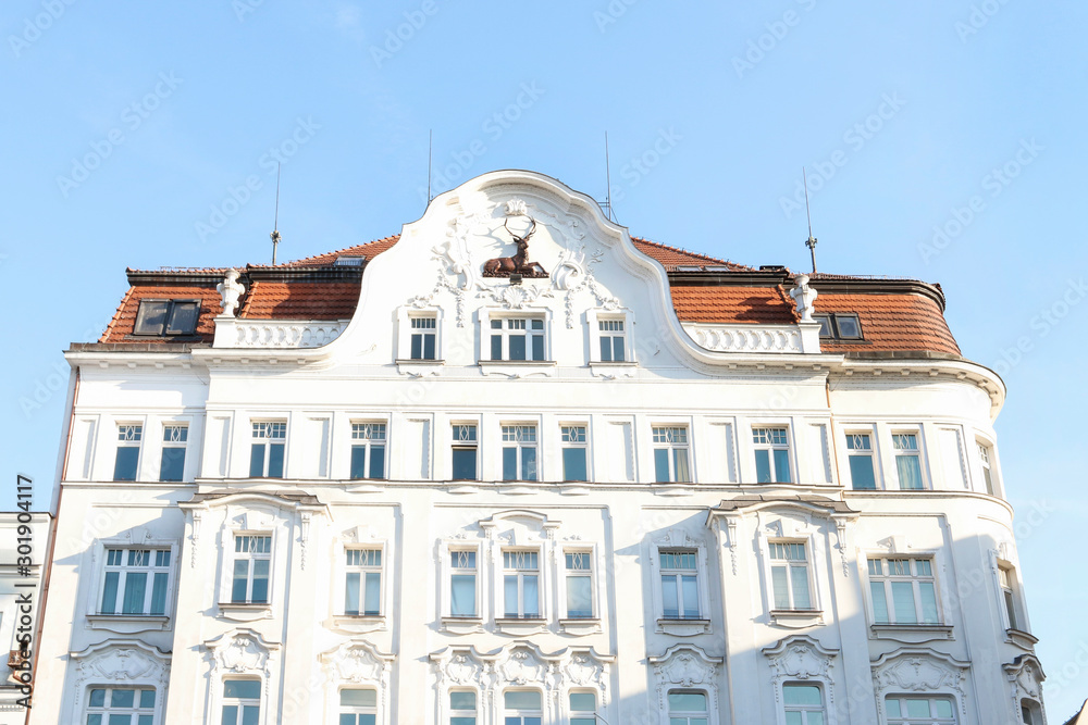 Obraz premium CIESZYN, POLAND - OCTOBER 26,2019: Old tenement in city center