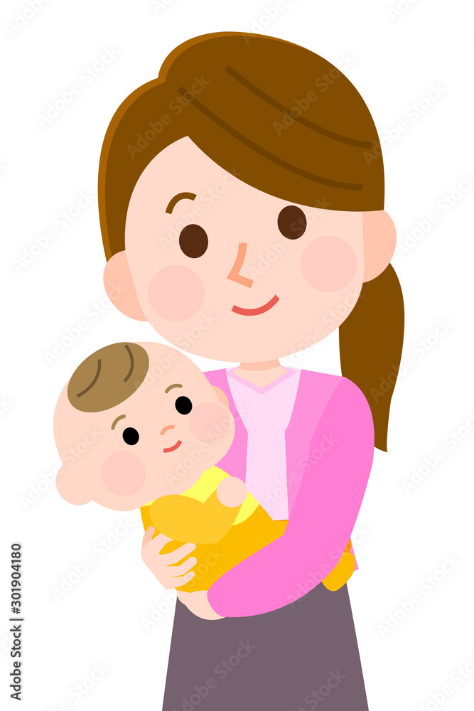 母親 赤ちゃんを抱っこ 笑顔 イラスト Stock Vector Adobe Stock