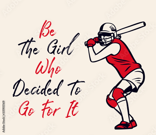 be the girl who decided to go for it baseball quote motivation poster flyer girl vintage
