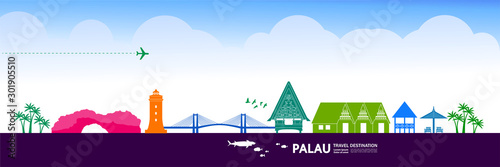 Palau travel destination grand vector illustration.