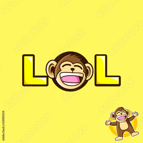 funny lol monkey big laugh  photo