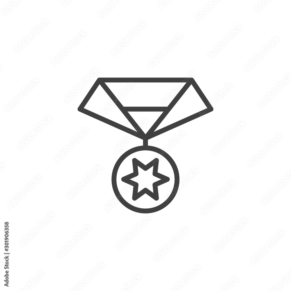 Star medal line icon. linear style sign for mobile concept and web design. Medal reward outline vector icon. Symbol, logo illustration. Vector graphics Star medal line icon. linear style sign for mobile concept and web design. Medal reward outline vector icon. Symbol, logo illustration. Vector graphics