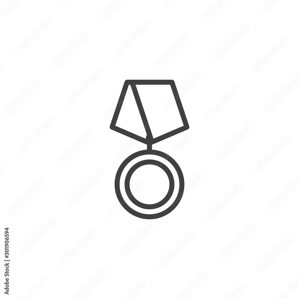 Award badge medal line icon. linear style sign for mobile concept and web design. Reward medal outline vector icon. Symbol, logo illustration. Vector graphics